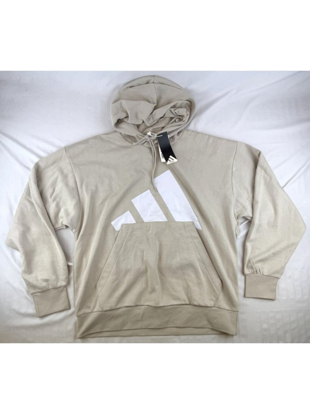 NWT Adidas Men's Essentials Big Logo Fleece Hoodie Size XL In Alumina/White - Picture 2 of 10